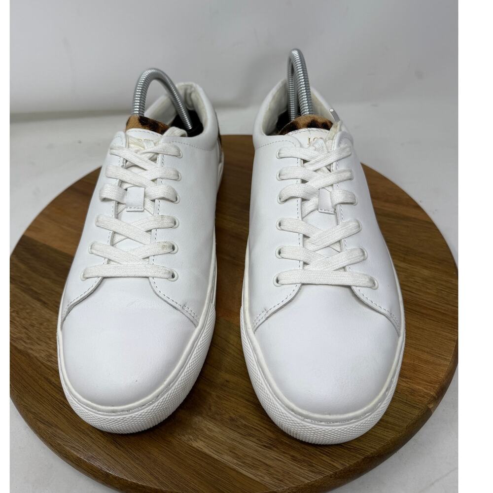 J Crew Sneakers Womens Road Trip Leopard Calf Hair White Brown Size 9.5 - Picture 2 of 8
